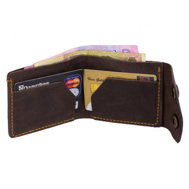 Шкіряний гаманець, "Х" ручної роботи, натуральна шкіра, на кнопках, фото 1