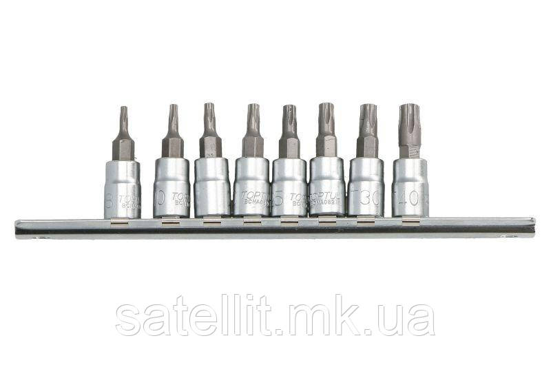 Набір біт п'ятигранних 1/4" TORX T8-T40 з отвором 8 одиниць TOPTUL, GAAG0805