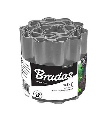 Бордюрна стрічка для клумб, 9 м х 10 см, сіра, бордюр для саду Bradas (Польща)