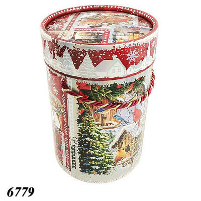 Новорічна коробка Тубус з шнурочком 1500 гр