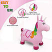 Дитячий гумовий надувний стрибун рожевий Єдиноріг для розвитку фізичних здібностей та координації малюка, фото 8