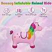 Дитячий гумовий надувний стрибун рожевий Єдиноріг для розвитку фізичних здібностей та координації малюка, фото 7