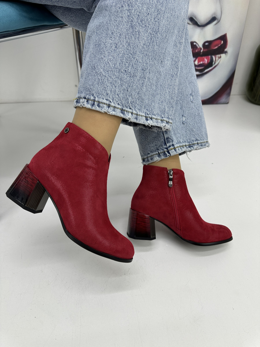Ботильони жіночі Battine B4092 червоні на середньому каблуці 36, фото 1