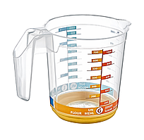 Стакан мірний прозорий пластиковий для рідини Кружка мірна пластик Dalma №2 13х18х14,5см 1л.