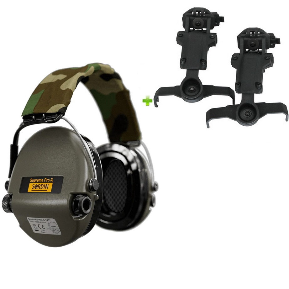 Навушники активні MSA Sordin Supreme Pro X + кріплення на каску Чебурашки