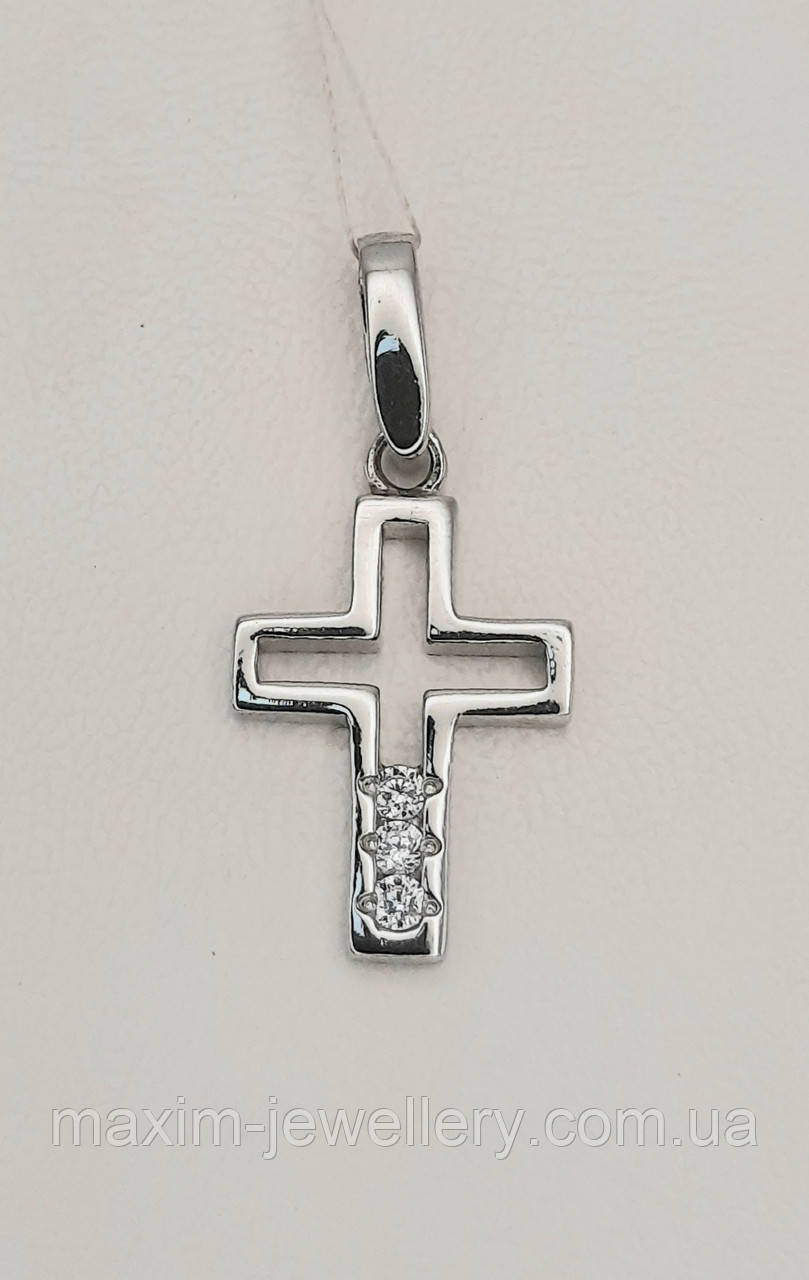 Хрест зі срібла з куб.цирконієм, фото 1