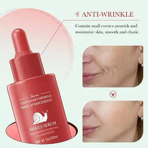 Сироватка для обличчя проти зморшок Bioaqua Tighten Anti-Wrinkle Wake Up Skin Energy Snail Serum 30 мл, фото 3