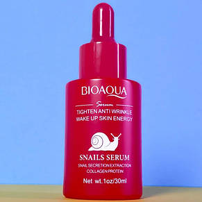 Сироватка для обличчя проти зморшок Bioaqua Tighten Anti-Wrinkle Wake Up Skin Energy Snail Serum 30 мл, фото 4