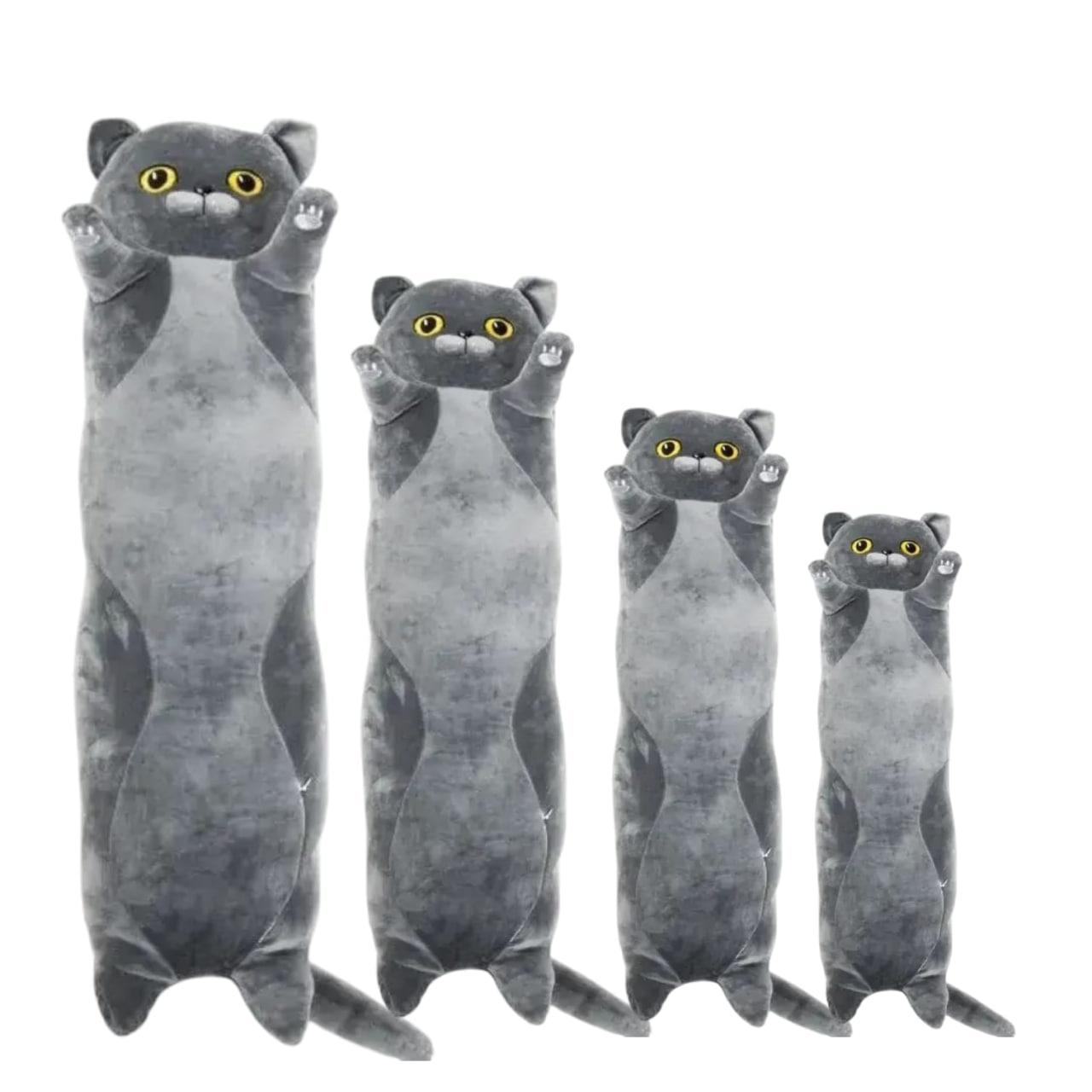 М'яка іграшка подушка-обіймашка "Кіт-батон" 70 см/Сірий