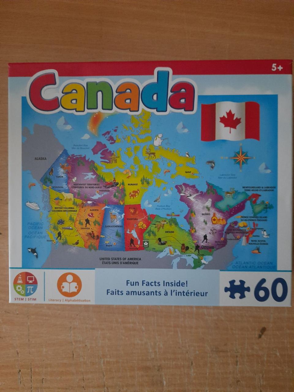 Уцінка! Puzzle Company Carte Du Canada Casse-Tête De 60 Pièces. Пазли "Канада" дитячі. 60 пазлів