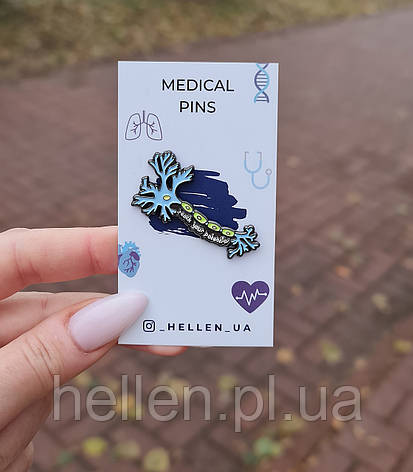 Медична брошка "Нейрон синій", фото 1