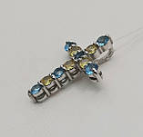 Хрест зі срібла з куб.цирконієм в патріотичному стилі, фото 2