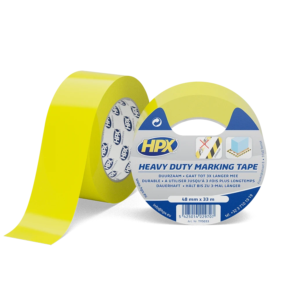 HPX HEAVY DUTY - 48мм x 33м - жовта посилена клейка стрічка для маркування підлоги