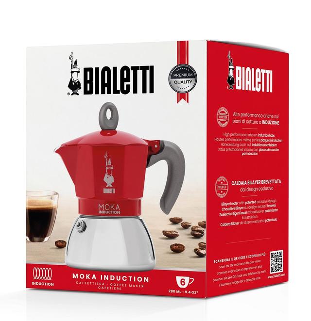 Гейзерная кофеварка Bialetti 270 мл Moka Induction Red 6 чашек