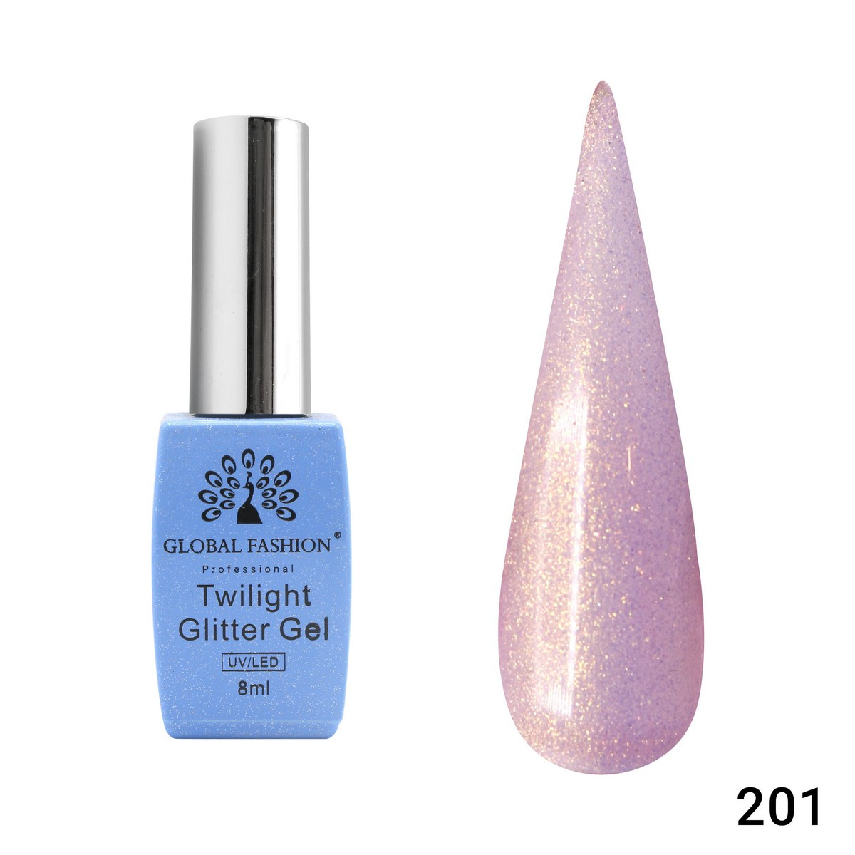 Гель-лак Global Fashion Twilight Glitter 201, 8 мл