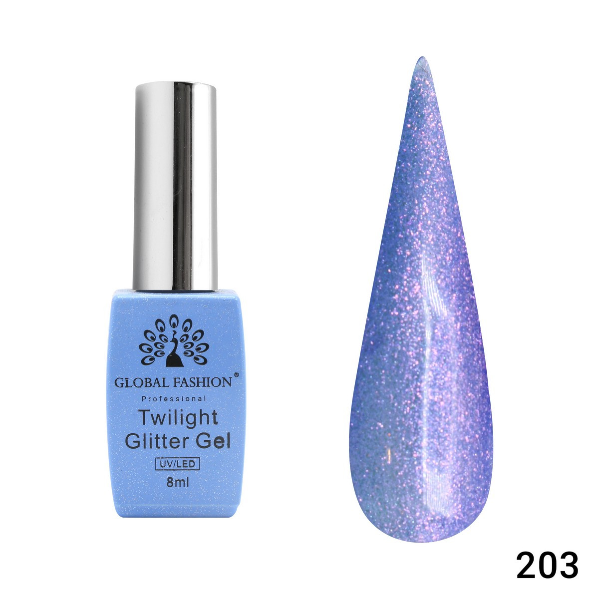 Гель-лак Global Fashion Twilight Glitter 203, 8 мл