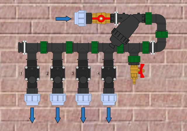 Колектор на 4 клапани для автополиву