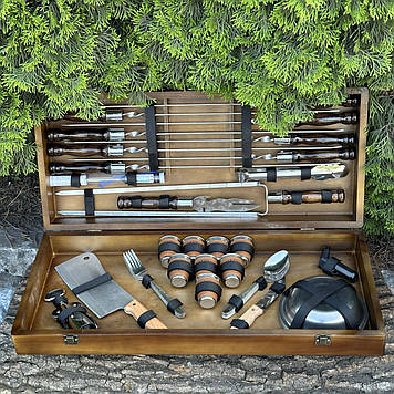 Подарунковий набір шампурів Магнат ручної роботи Темний кейс