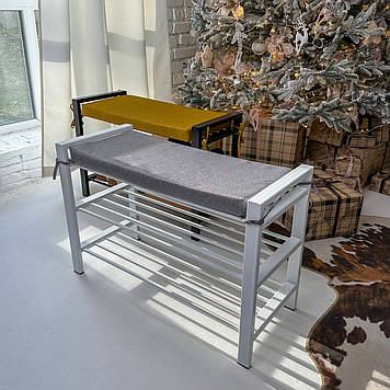 Банкетка-полиця для взуття 2в1 з подушкою Жакард вибір