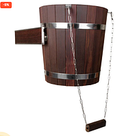 Ведро - водопад 20 л термодерево с нерж. креплением и вставкой для сауны бани.