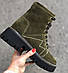 Черевики берці Жіночі зимові замшеві на товстій підошві шнурівці зелені коричневі 36-40 розмір (код:W-7614-зима), фото 3