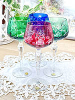 Вінтажний кришталевий фужер, келих, ремер, кольоровий накладний кришталь, ручне шліфування, Німеччина, 20 см