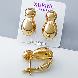 Сережки "Силует" без каменів, англ.замок, медзолото Xuping позолота 18К