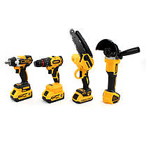 Набір 4в1 АКБ DeWalt 36V (Шуруповерт ударний DCD796 + УШМ DCG405 + Гайковерт DCF894 + Міні-пила DCM160N), фото 3