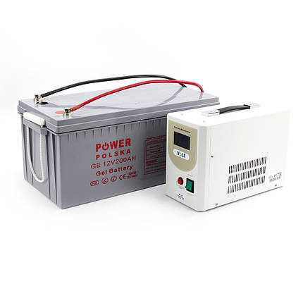 Комплект резервного живлення ДБЖ 12V Volt HB1800 1500Вт + гелева батарея GE 12V,200AH, фото 1