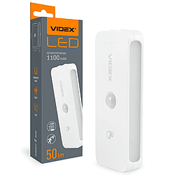 LED світильник акумуляторний з датчиком руху VIDEX |50Lm, 3000K-6500K| Білий VL-NL053W-S