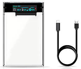 Зовнішня кишеня з дисплеєм XON MemoryCase для 2.5" SATA HDD/SSD USB 3.1 Type-C (XHC2C13S21PT 2209) Прозора
