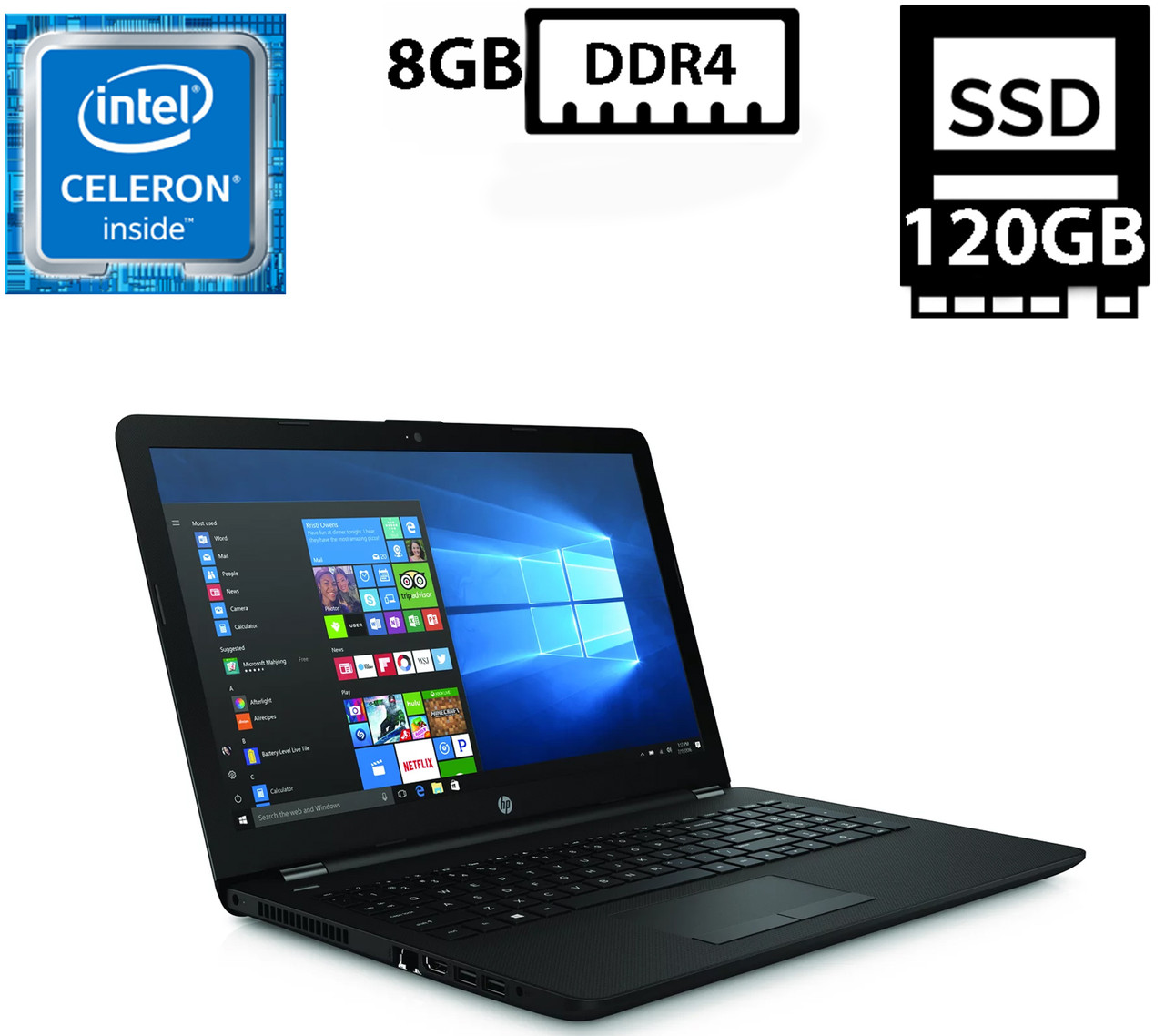Ноутбук HP 15-bs212wm/15,6"TN 1366x768/Celeron N4000 1.10GHz/8GB DDR4/SSD 120GB/Intel UHD Graphics Б/В