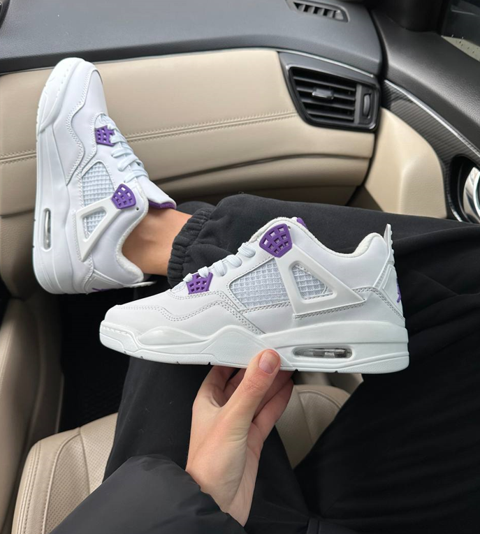Жіночі термо зимові кросівки Nike Air Jordan Retro 4 Winter White Найк Джордан білі теплі на флісі шкіряні