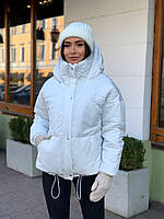 Жіноча зимова куртка, 42-46, білий, плащівка + синтепон 250.