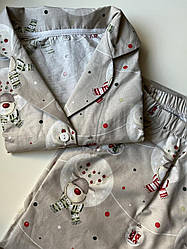 Жіноча Новорічна піжама 3в1 штани+сорочка+шортики СІРА МАГІЯ РІЗДВА COSY PP01