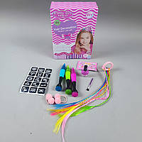 Набір прикрас для дівчинки L 5304 3 ручки з блискітками, прядки, резинки, лак для нігтів, наліпки