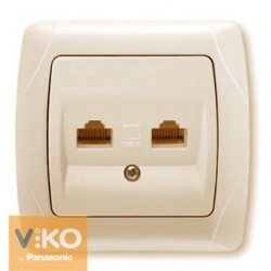 Розетка комп'ютерна подвійна Крем Viko Carmen, 90562034