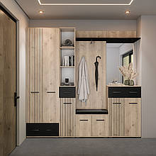 Передпокій (прихожа) з ДСП Амбре дуб білий/чорний Світ Меблів