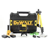 Акумуляторний лазерний нівелір DeWalt DCLE34031N 4D-16лінійний рівень (3.7V, 5AH) рівень зі штативом Девольт