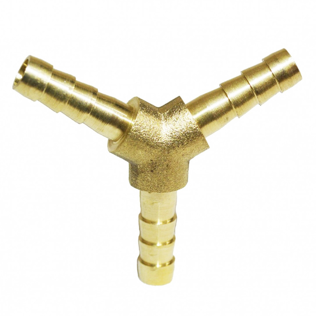 Штуцер трійник з'єднувальний Valve J.G. М5 мм х М5 мм х М5 мм під кутом 120 градусів латунь, фото 1