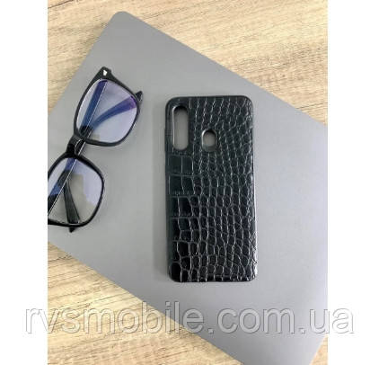 Чохол для Samsung Galaxy A60 - Під шкіру крокодила, Чорний