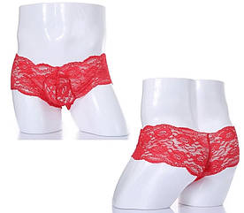 Трусики мереживні червоні чоловічі спідня білизна для чоловіків розмір XXXL