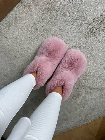 Теплі стильні домашні хутряні унти (рожево-пудровий колір), фото 2