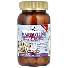 Kangavites Complete Multivitamin & Mineral Children's Formula Bouncin' Berry Solgar 120 жувальних таблеток