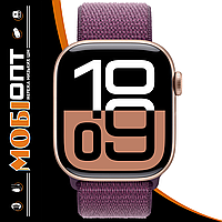 Apple Watch Series 10 GPS 42mm Rose Gold Aluminum Case with Plum Sport Loop MWWK3
