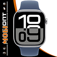 Apple Watch Series 10 GPS 46mm Silver Aluminum Case with Denim Sport Band M/L MWWM3