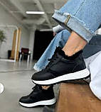 Кросівки кеди біле чорне хутро екошкіряні, фото 6