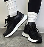 Кросівки кеди біле чорне хутро екошкіряні, фото 3