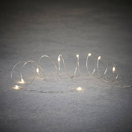 Гирлянда-струна «Luca Lighting» 1 м, 10led, классический белый, лит. батарейки 2хCR2032, фото 1