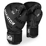 Боксерські рукавиці Phantom APEX Velcro Black 12 унцій (Бинти 4м. в подарунок), фото 3